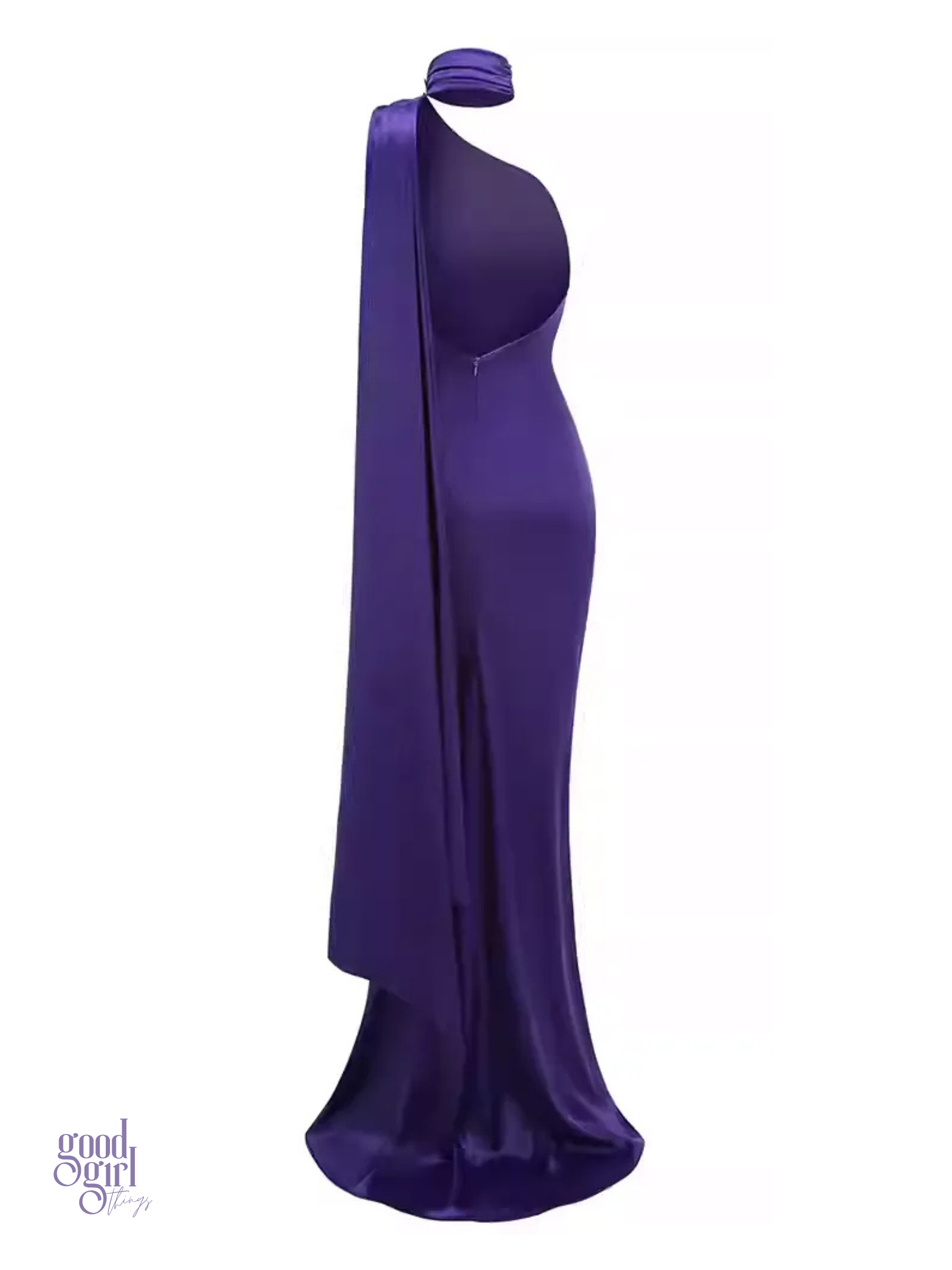 Maria One-Shoulder Satin Rose Gown