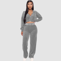 Velvet Wide Leg Sport Pant Set