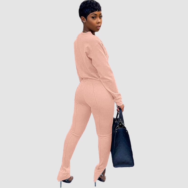 Crew Neck Top & Slit Pant Set