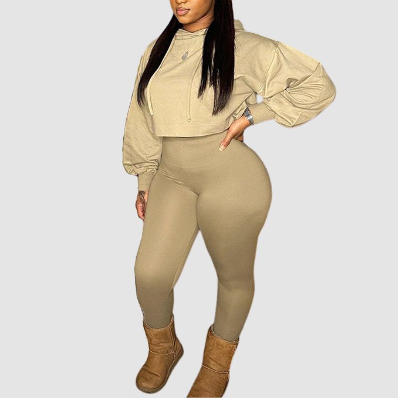 Loose Short Hoodies & Bodycon Pant set