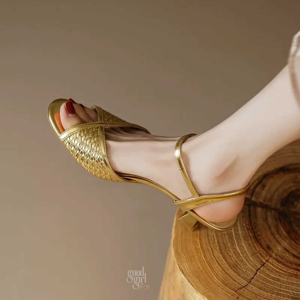 Solea Retro Gold Kitten Heels