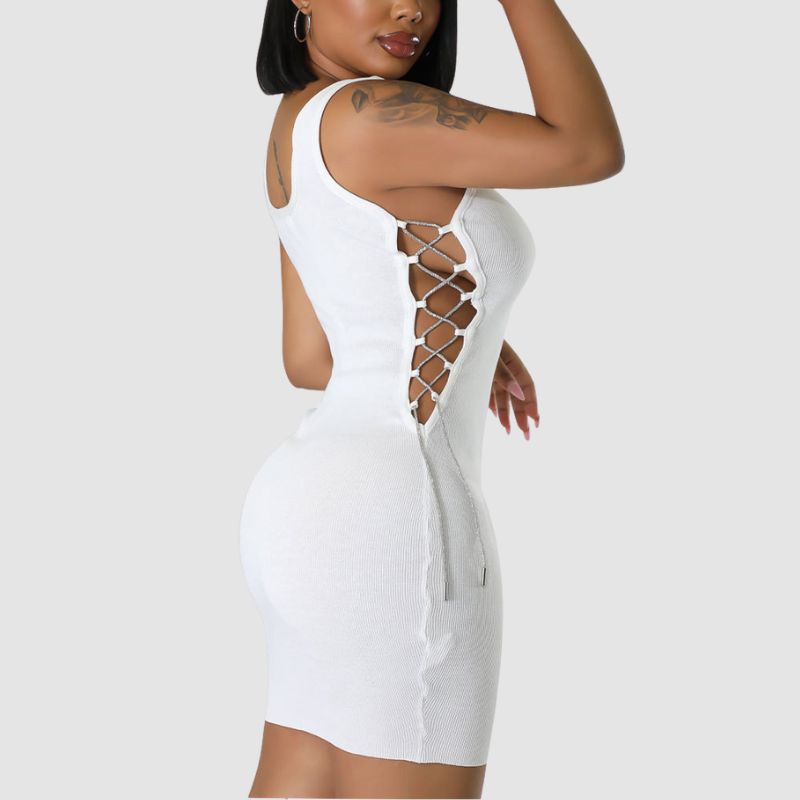 Tank Top Cut Out Drawstring Dress