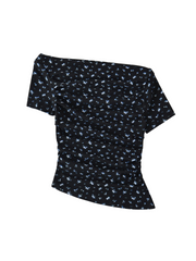 Nika Ruched Floral Off-Shoulder Te