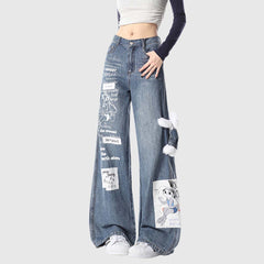 Patchwork Wide-Leg Jeans