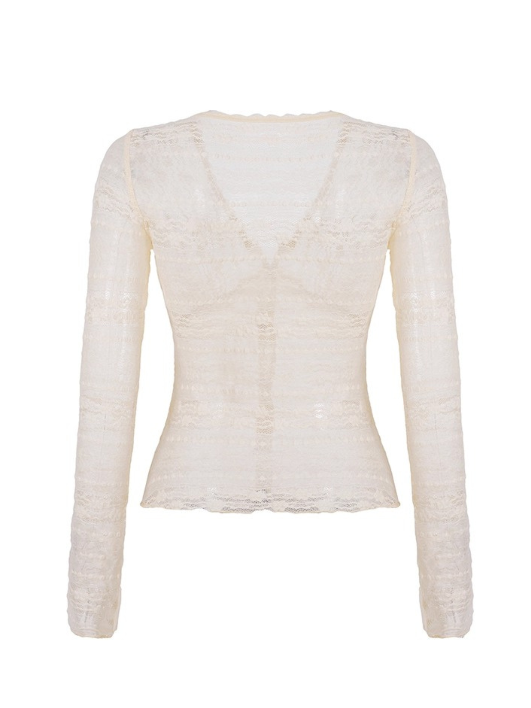 Ivie Button-Up Sheer Long Sleeve Top