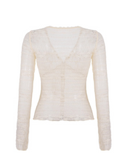 Ivie Button-Up Sheer Long Sleeve Top