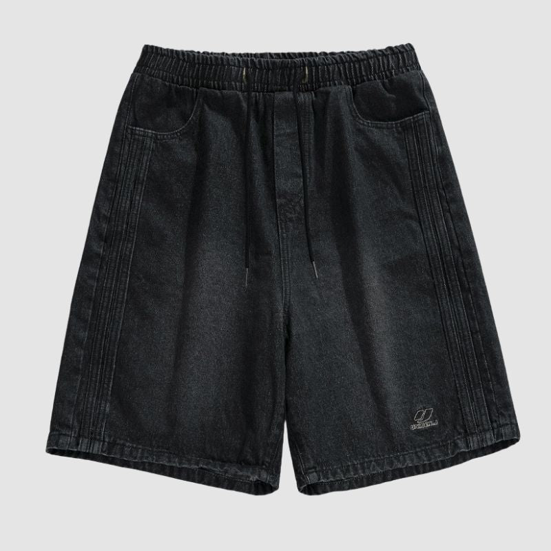 Side Embroidered Washed Jorts