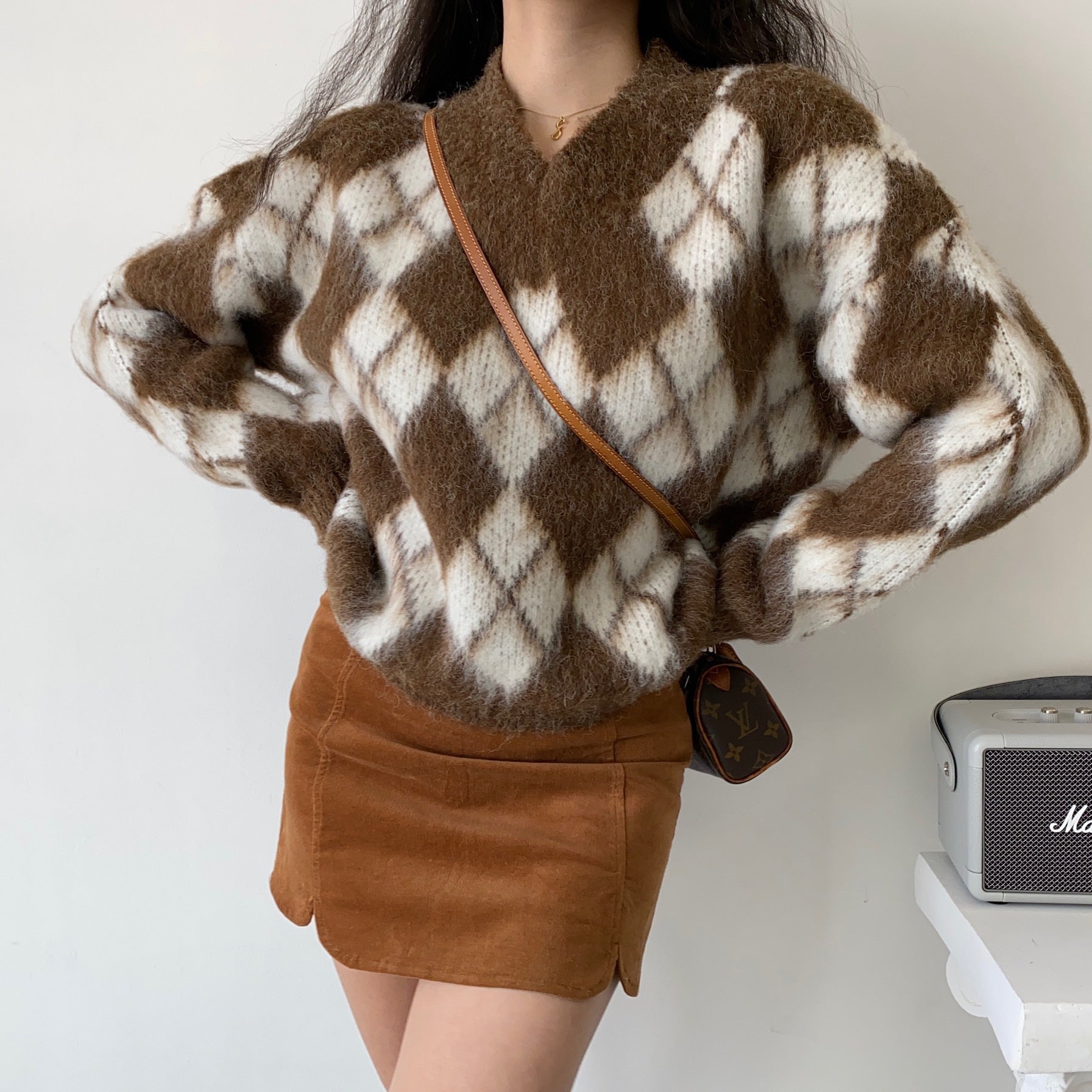 Aubrey Argyle Fuzzy Pullover