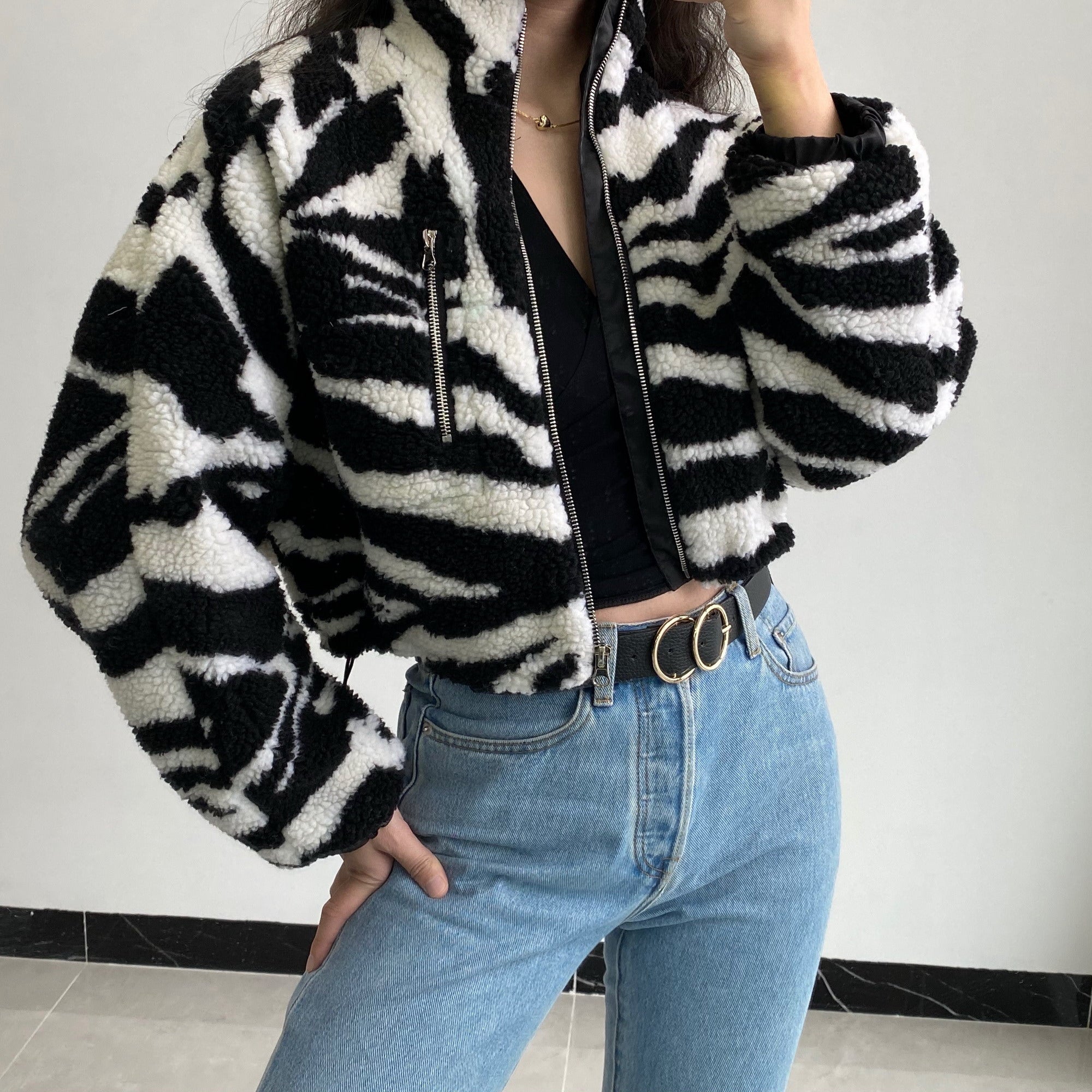 Trend Setter Lambswool Coat // Zebra