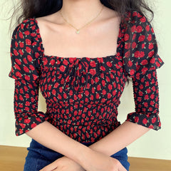 Rose Capsule Ruffled Top