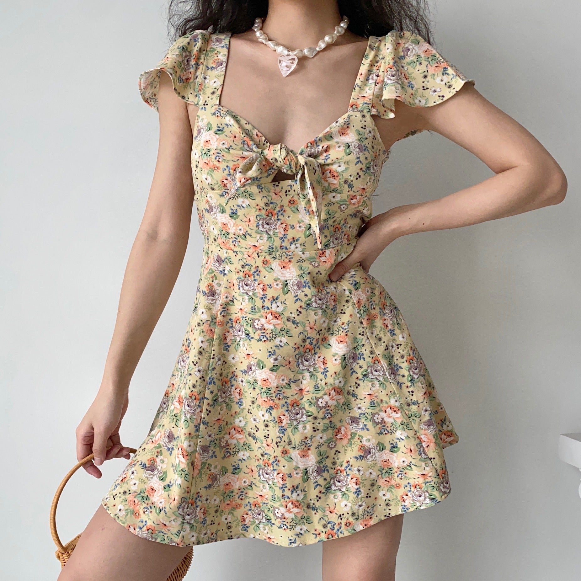 Magnolia Floral Bowknot Dress ~ HANDMADE