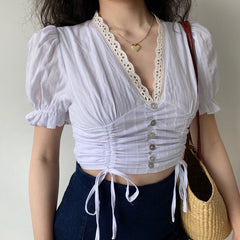 Antique Finds Lace Drawstring Shirt