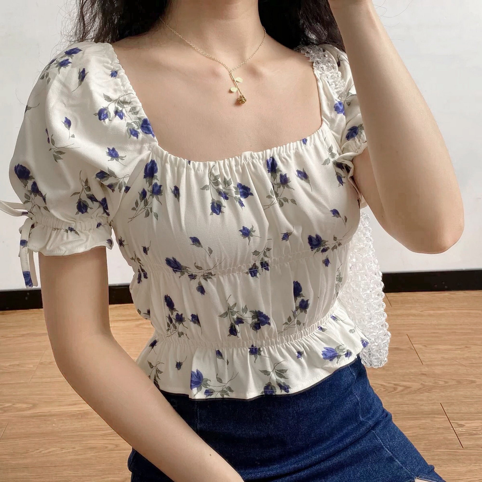 Juliet Floral Square Collar Top