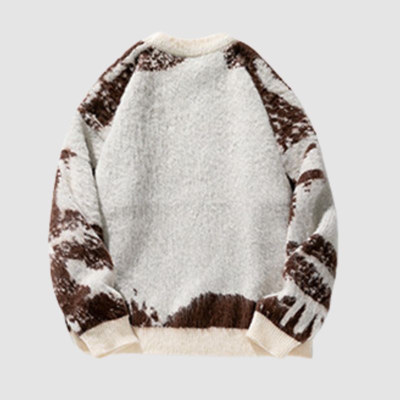 Irregular Color Contrast Jacquard Knit Pullover