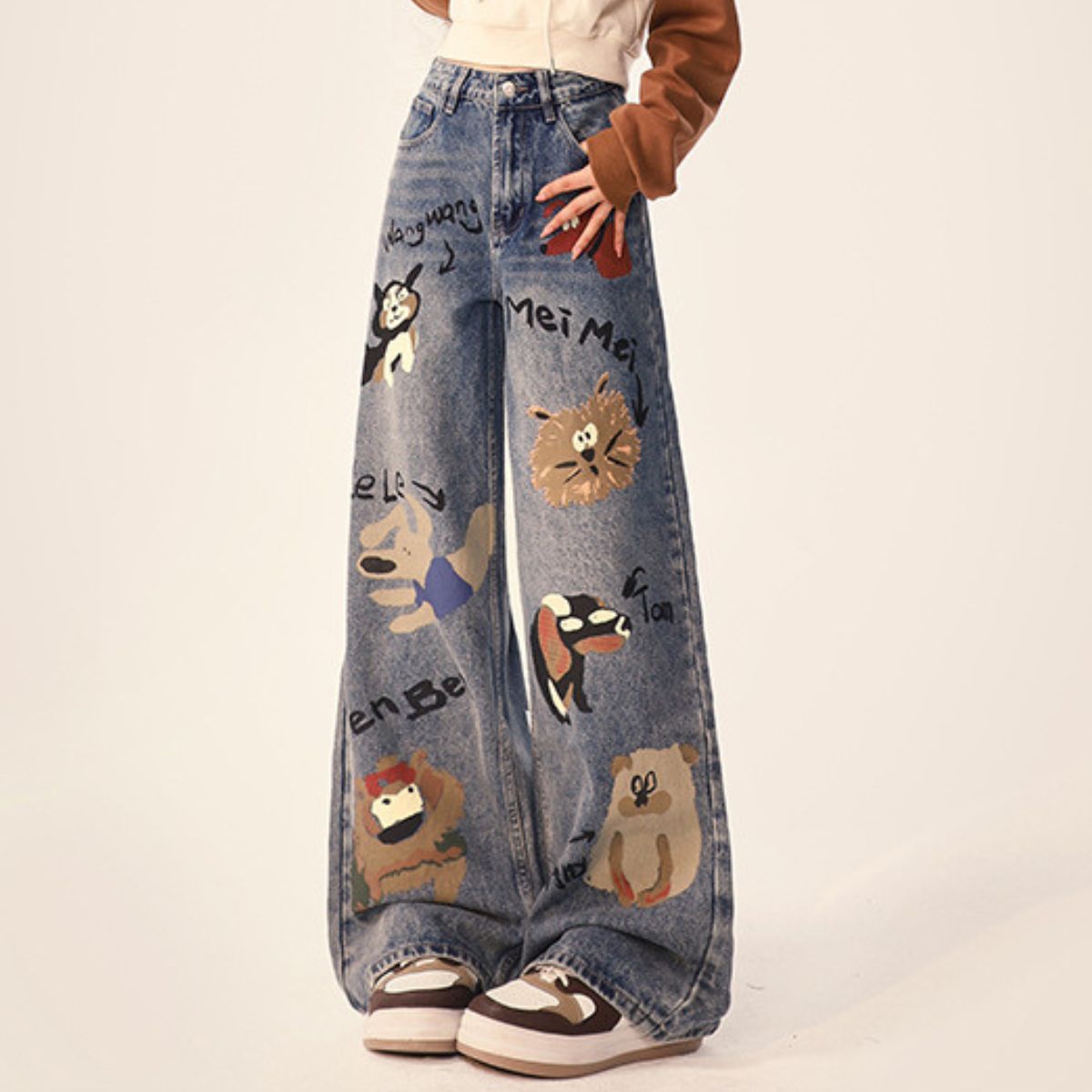 Patchwork Wide-Leg Jeans