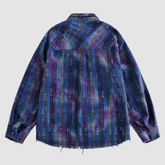 Starry Sky Distressed Plaid Shirts