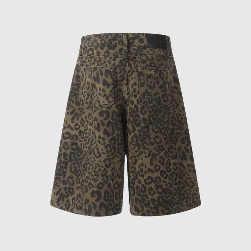 Loose Leopard Denim Shorts