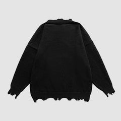 Irregular Raw Edge Knit Pullover