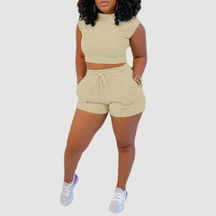 Sleeveless Crop Top & Drawstring Short Pant Set