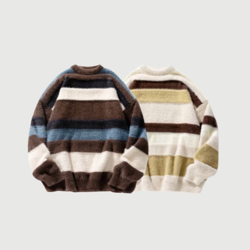 Vintage Striped Round Neck Knit Sweater