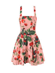 Yusra Strawberry Print Dress - Back Bow Detail