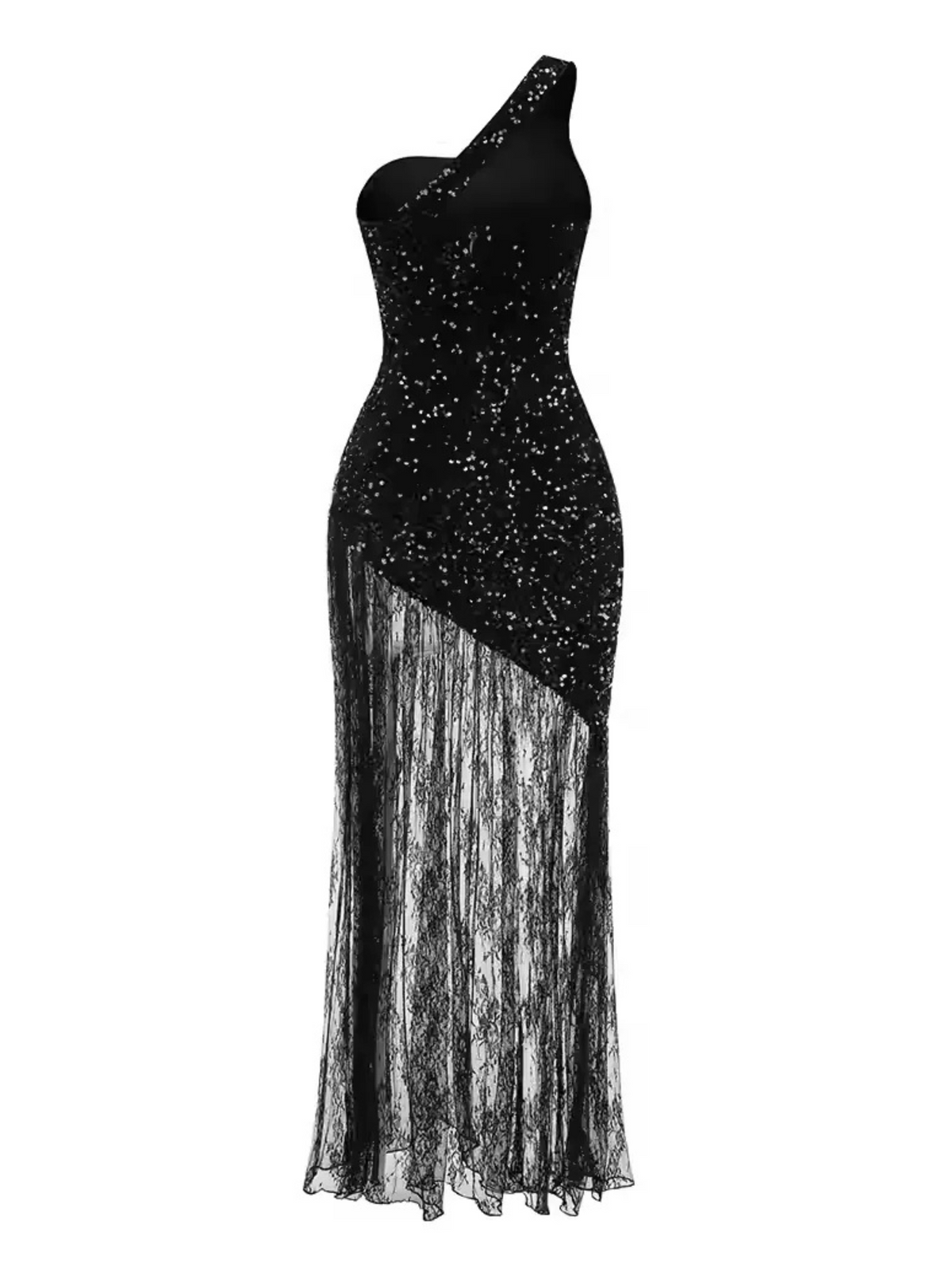 Nola Sequin One Shoulder Lace Dress