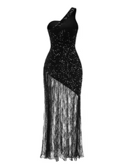 Nola Sequin One Shoulder Lace Dress