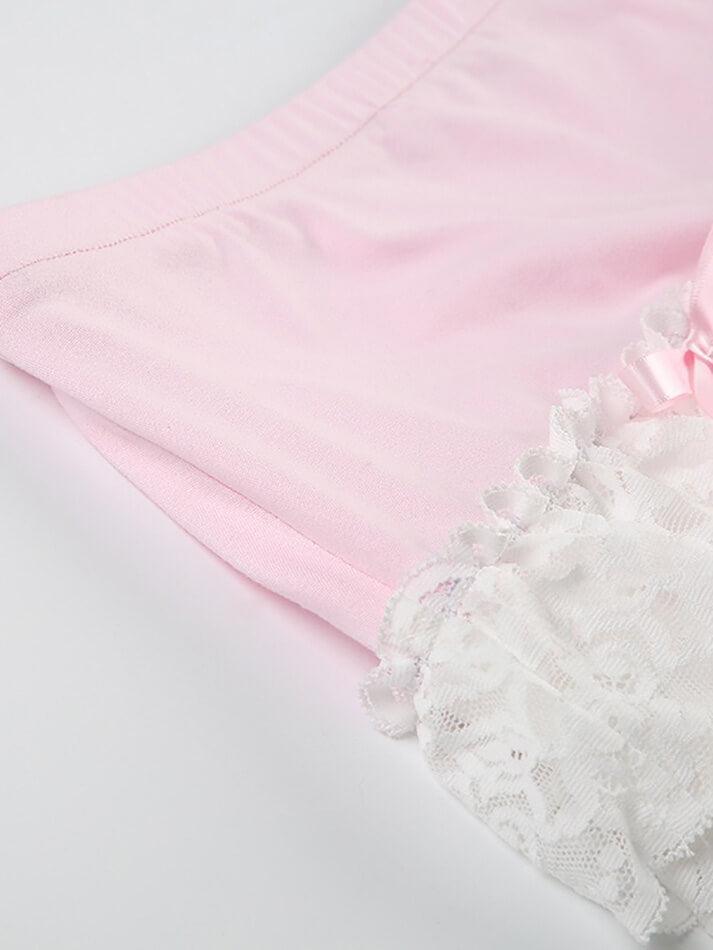 Bow Lace Patchwork Color Clash Skirt