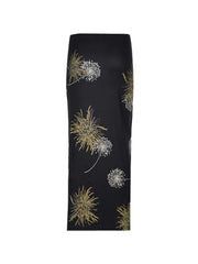 Flower Print Split Midi Skirt