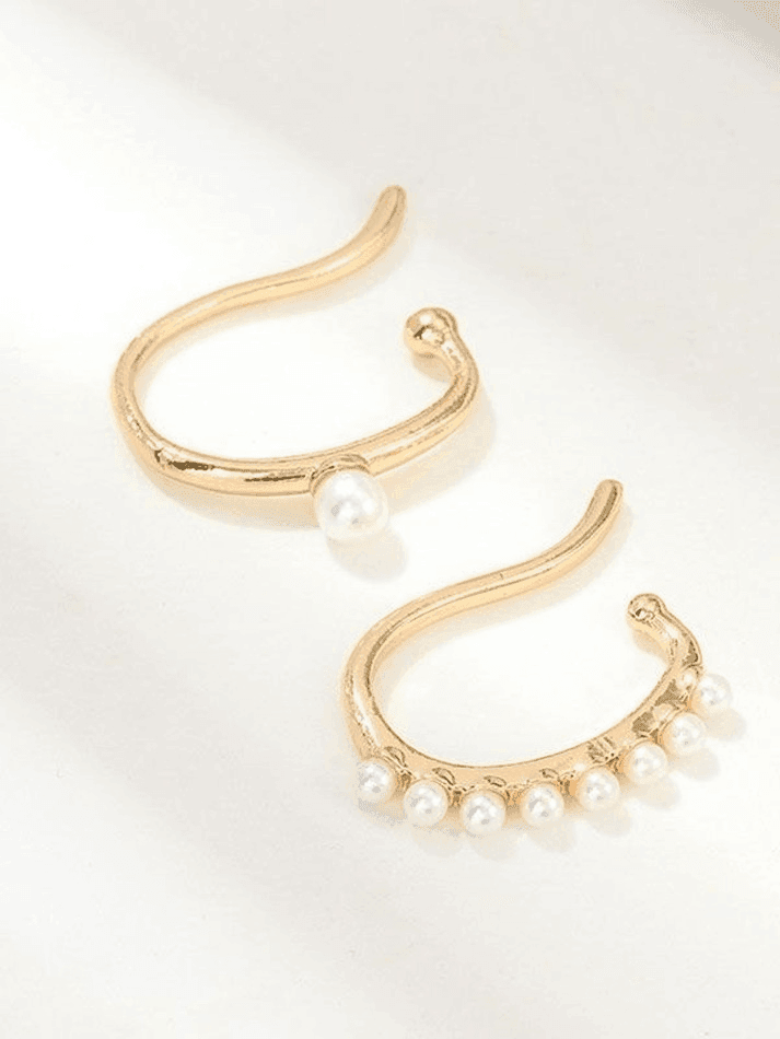 2pcs Faux Pearl Decor Cuff Earring