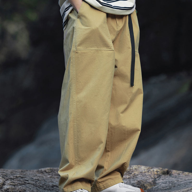 Japanese Style Solid Color Wide Leg Cargo Pants