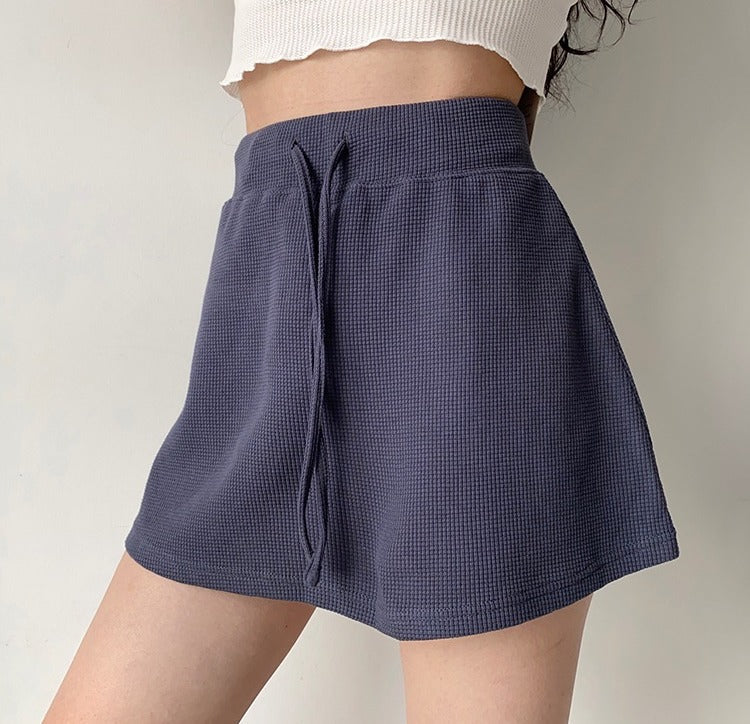 Waffle Drawstring Skirt