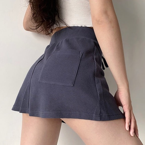 Waffle Drawstring Skirt