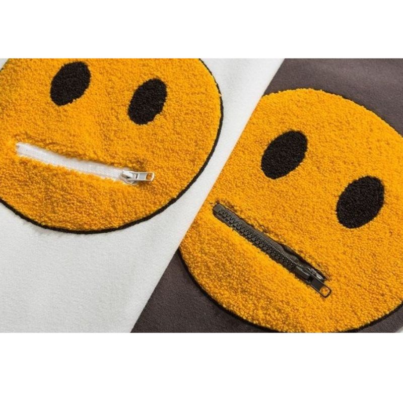 Street Style Smiley Face Patchwork Hoodie