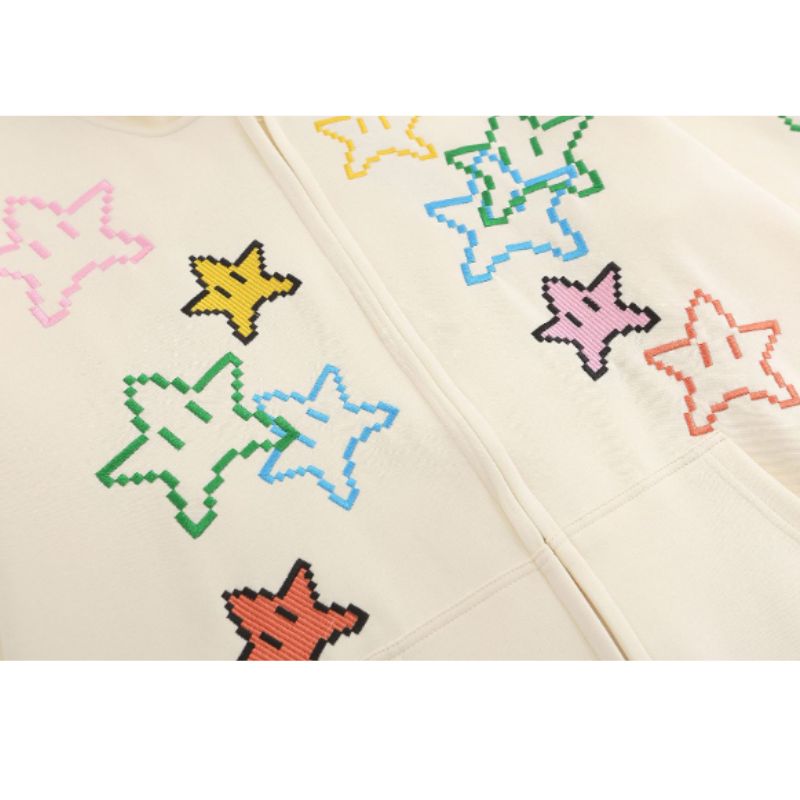 Street Chic Vintage Star Embroidered Hoodie