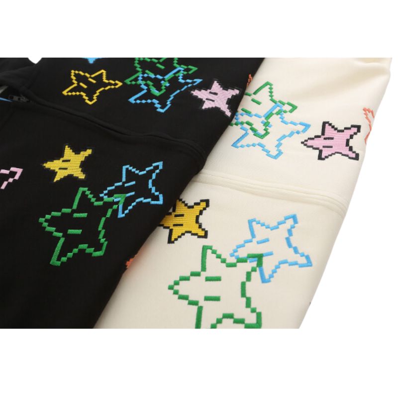 Street Chic Vintage Star Embroidered Hoodie