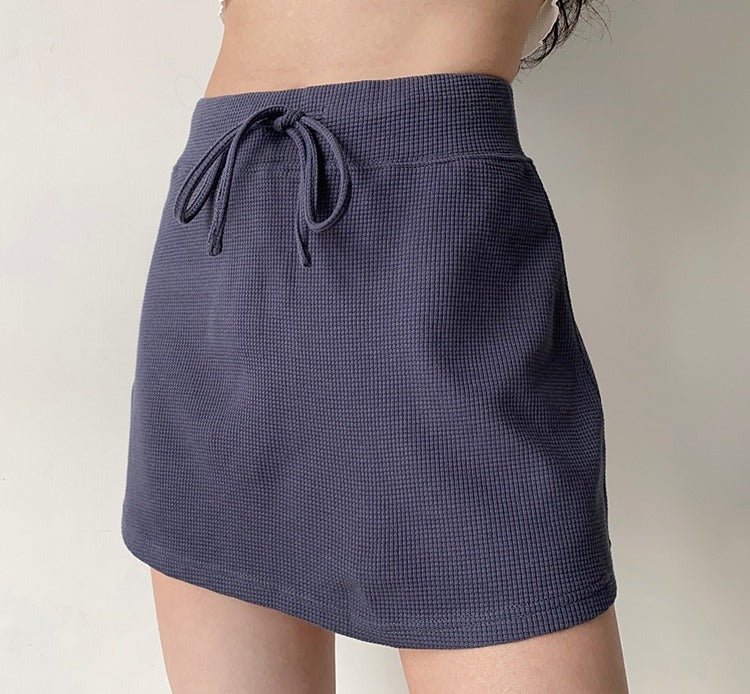 Waffle Drawstring Skirt