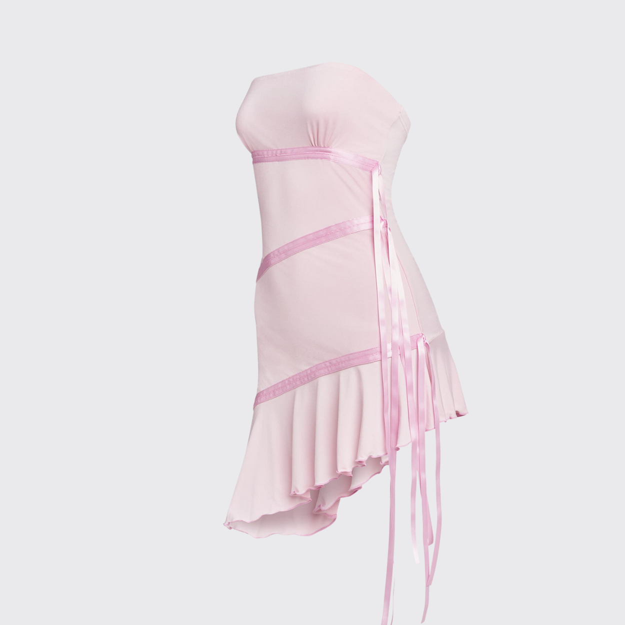 Pink Mini Dress With Ribbon Details