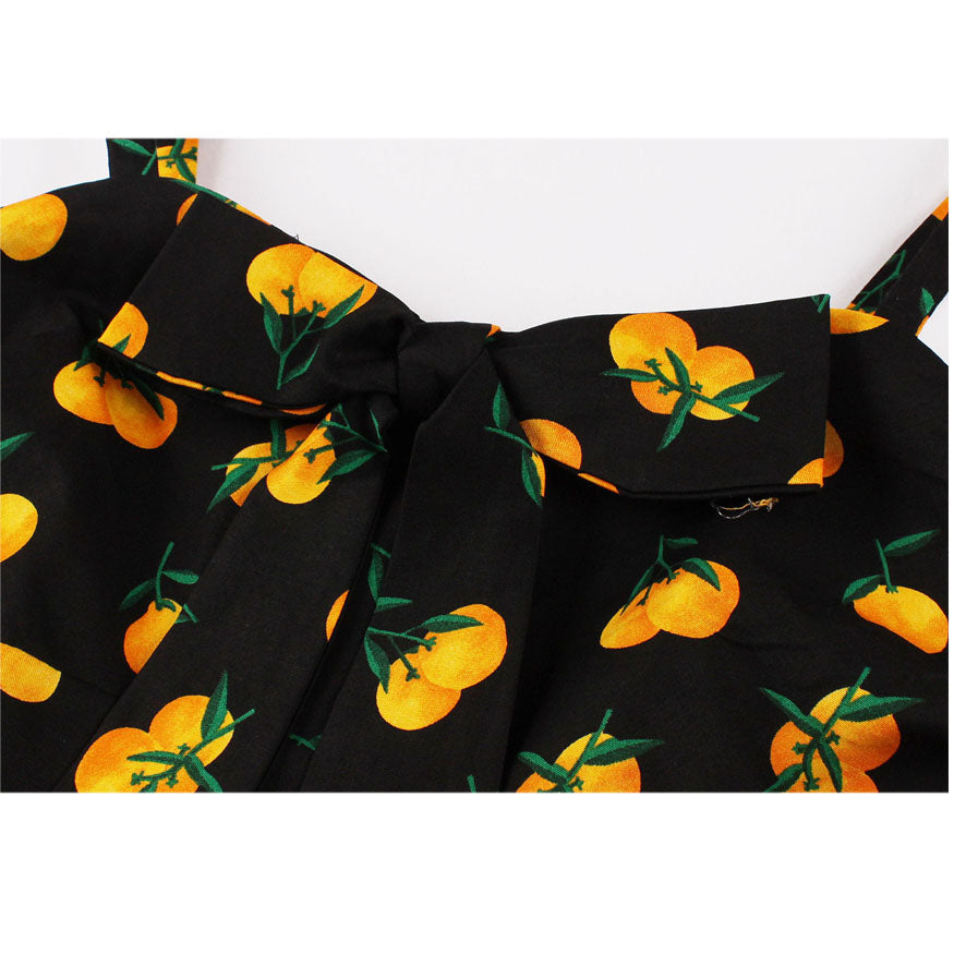 Vintage Fruit Print Midi Dress