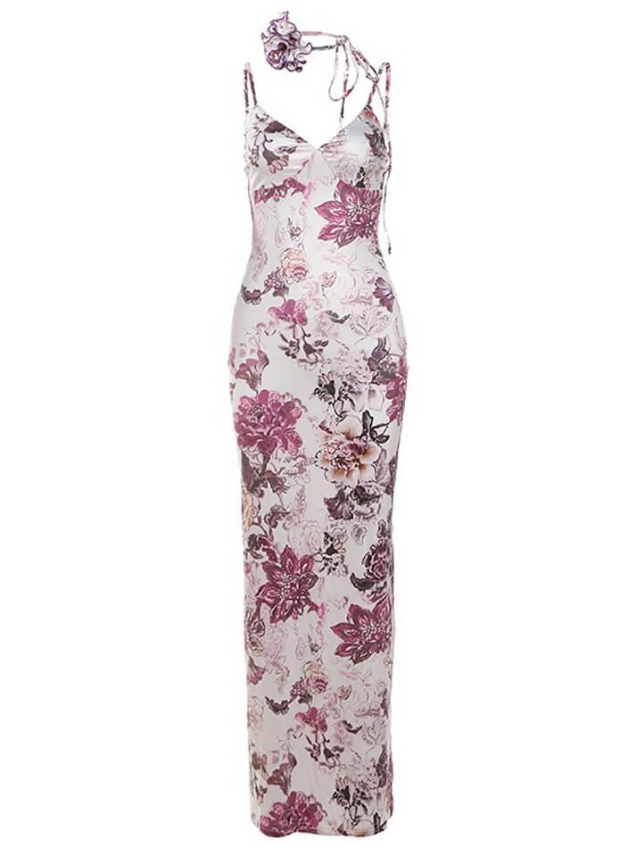 V-Neck Floral Cami Long Dress