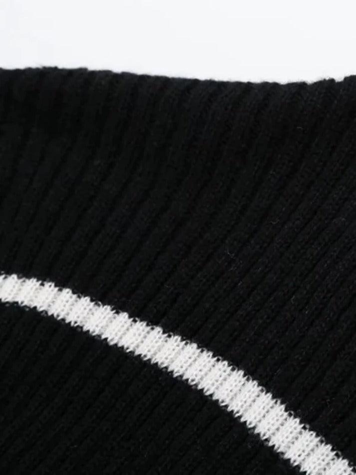 Striped High Neck Loose Sweater