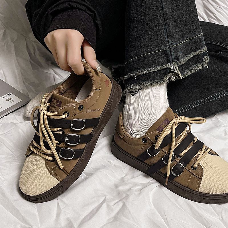 Vintage Buckle Strap Sneakers