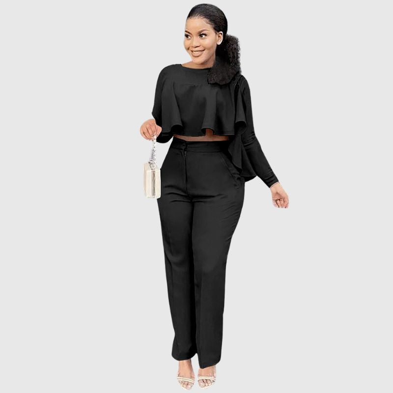 Ruffle Top & Straight Leg Pants set