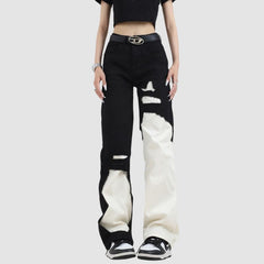 Street Style Color Contrast Design Pants