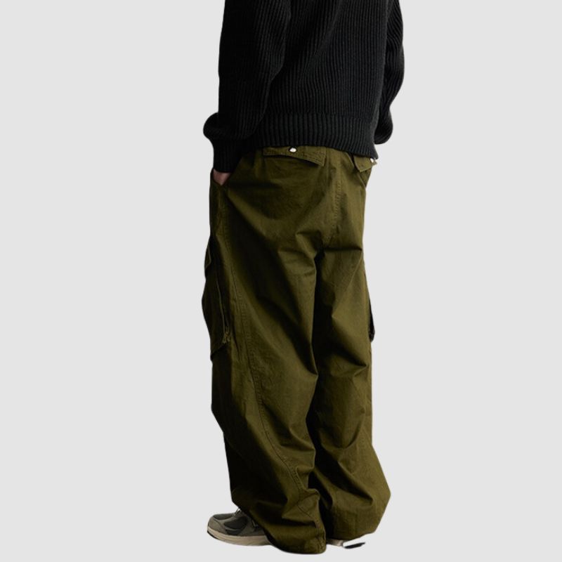 Side Pocket Patch Pleated Cargo Pants