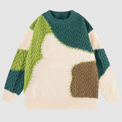 Irregular Color Contrast Twist Design Sweater