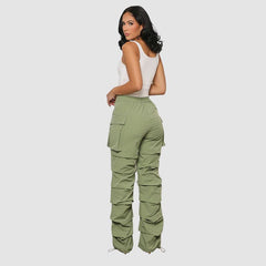 Pleated Drawstring Cargo Pants