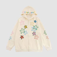 Street Chic Vintage Star Embroidered Hoodie