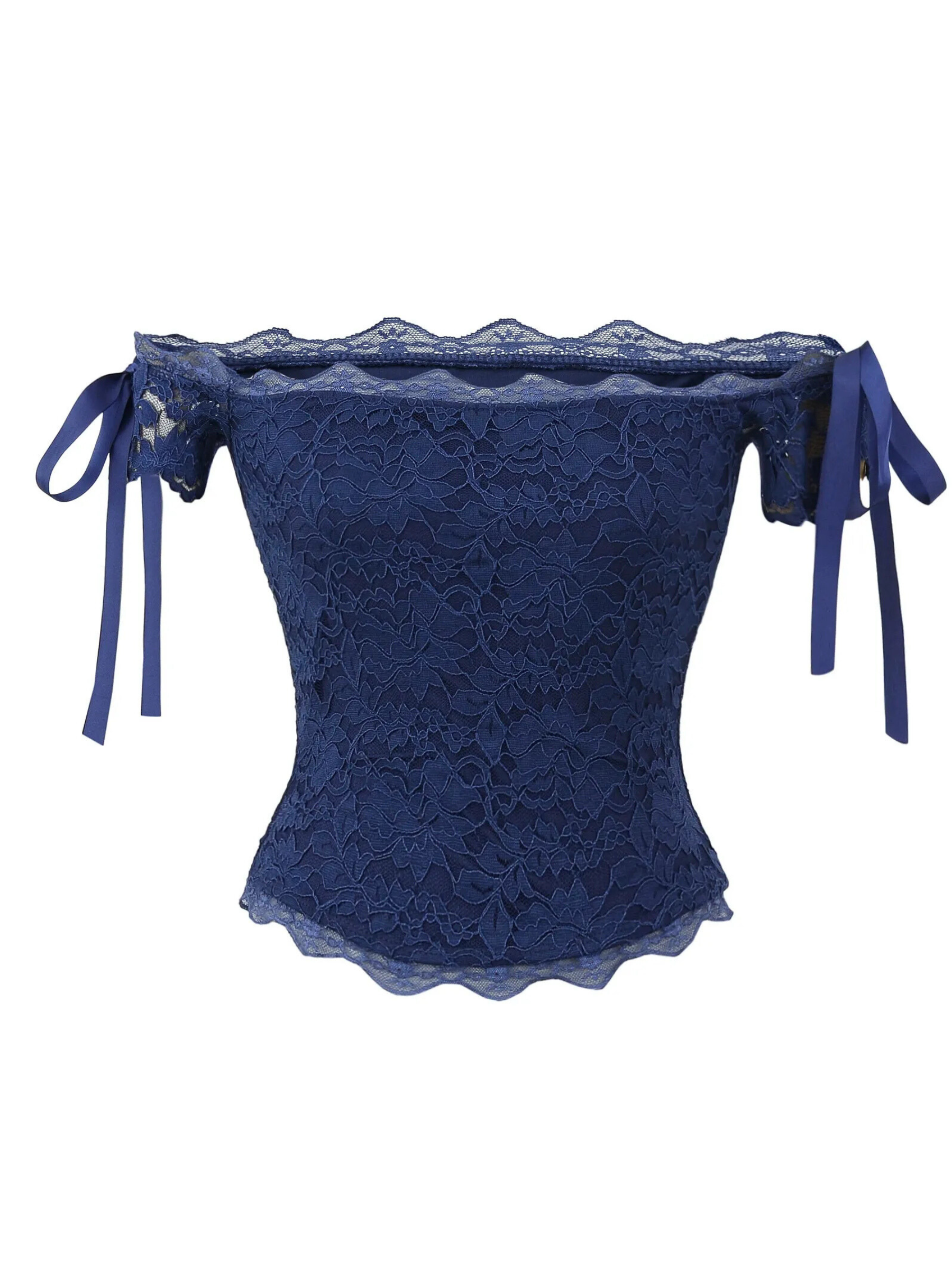 Leah Lace Off-Shoulder Bow Tie Top
