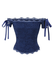 Leah Lace Off-Shoulder Bow Tie Top